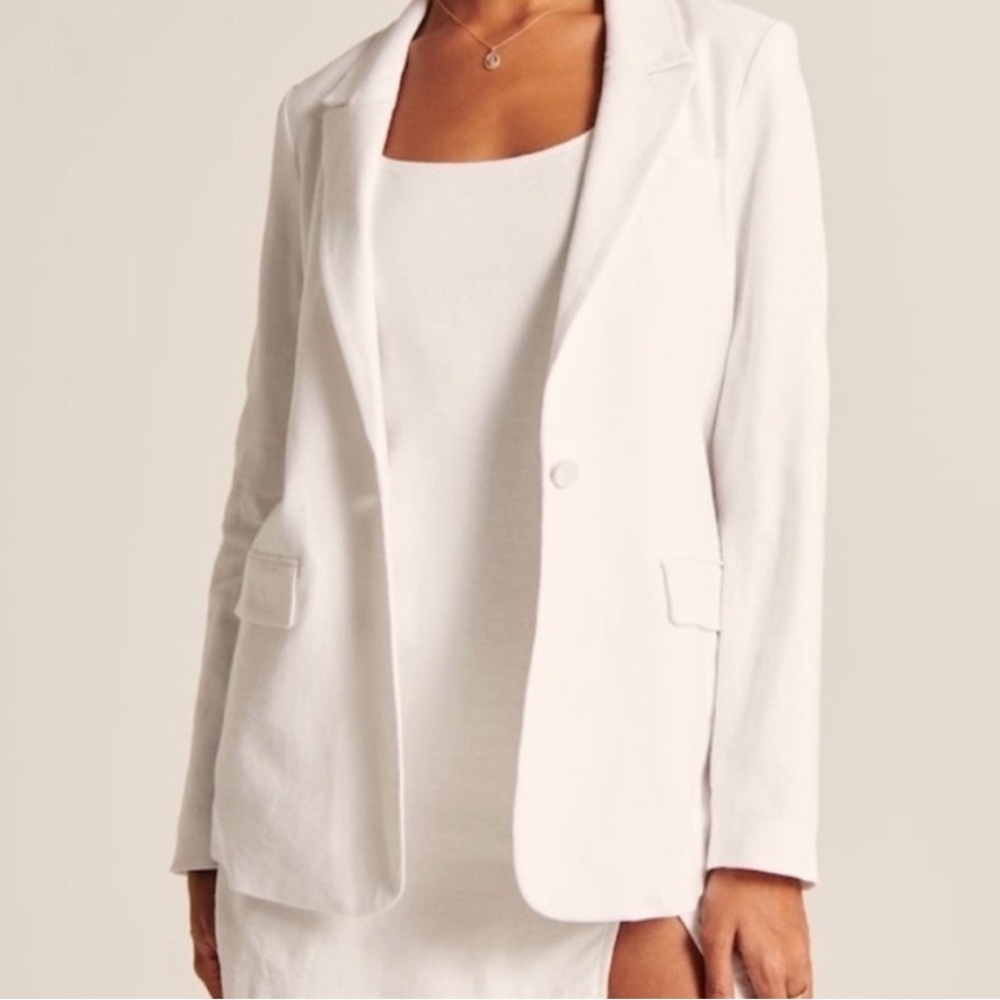 Abercrombie White Linen Blend Blazer